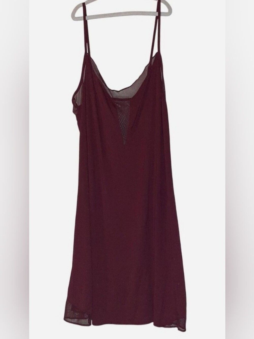 NWT Victoria's Secret Burgundy Mesh Sheer Slip Dress Small